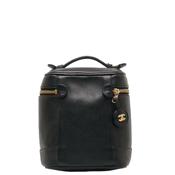 CHANEL Deca Coco Mark Handbag Vanity Bag Black Caviar Skin Women's - Picture 3 of 10